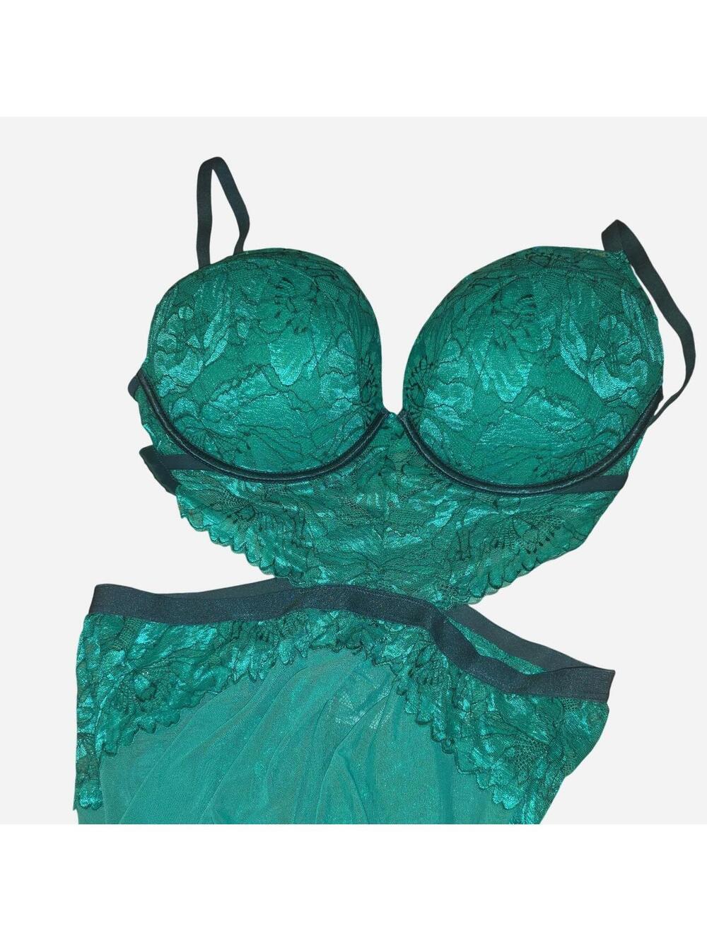 auden lingerie  large Green lace lingerie set with floral embroidery #lingerie